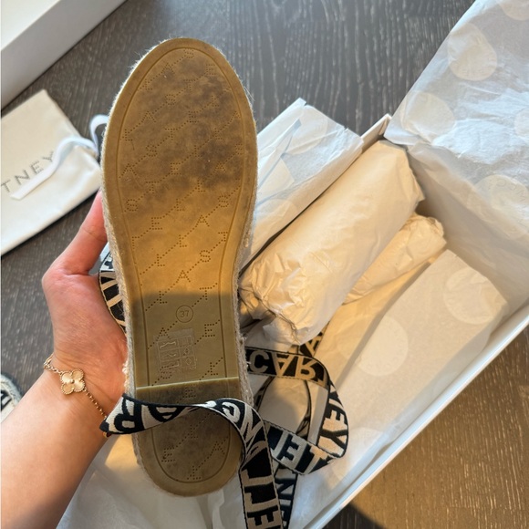 Stella McCartney Gaia Logo Ankle Wrap Espadrille Flats - Picture 8 of 8